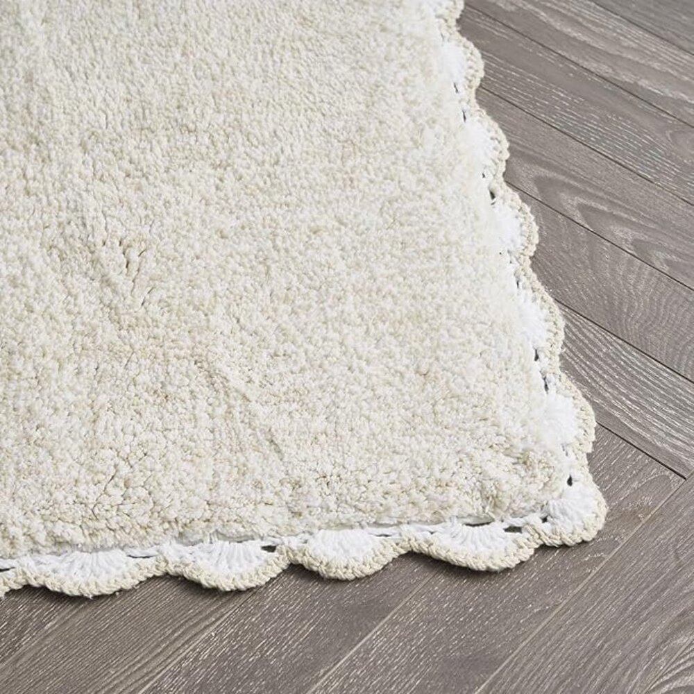 Laura Ashley Heathered Crochet Border Bath Rug - Picture 2 of 6
